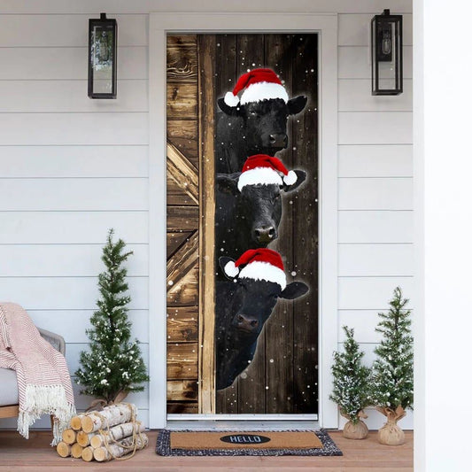 Christmas Door Cover, Angus Cattle Door Cover, Unique Gifts Doorcover, Housewarming Gifts, Xmas Door Covers