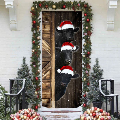 Christmas Door Cover, Angus Cattle Door Cover, Unique Gifts Doorcover, Housewarming Gifts, Xmas Door Covers