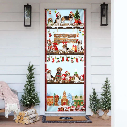 Christmas Door Cover, Beagle Christmas Door Cover,Front Door Christmas Cover, Unique Gifts Doorcover, Xmas Door Covers