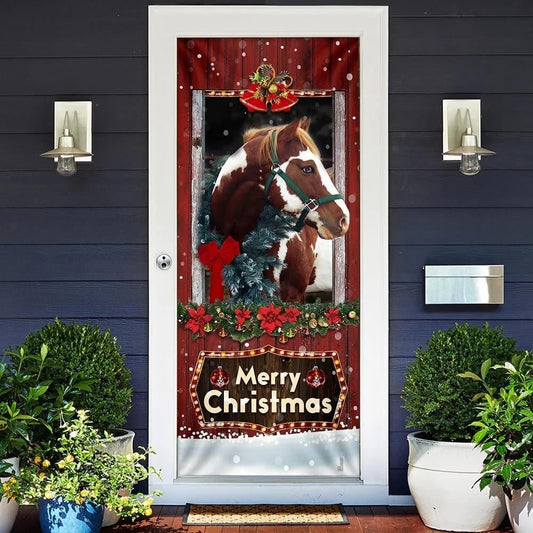 Christmas Door Cover, Beautiful Christmas Horse Door Cover, Christmas Horse Decor, Xmas Door Covers