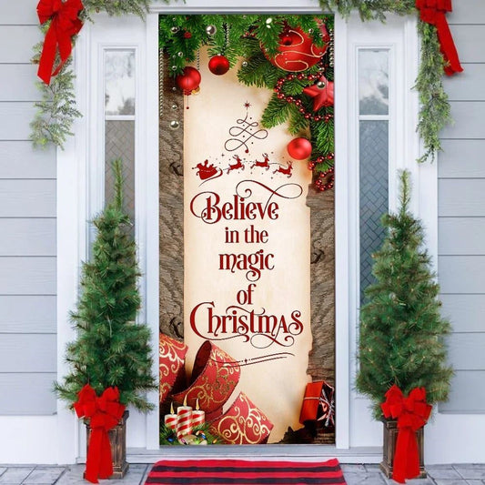 Christmas Door Cover, Believe In The Magic Of Christmas Door Cover, Xmas Door Covers