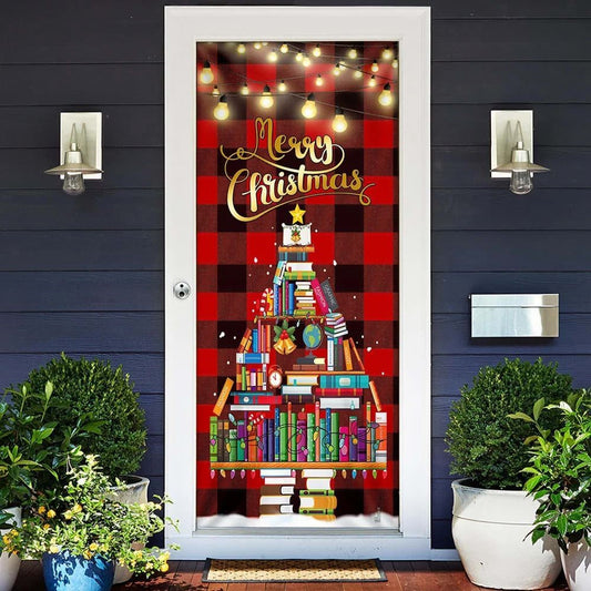 Christmas Door Cover, Book Christmas Tree Door Cover, Merry Christmas, Front Door Christmas Cover, Xmas Door Covers