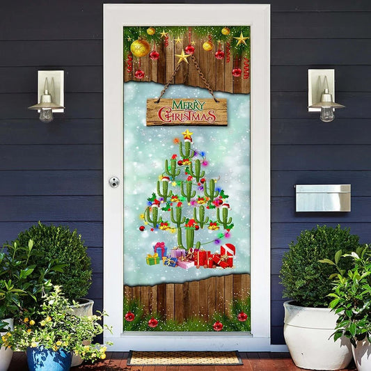Christmas Door Cover, Cactus Christmas Tree Door Cover, Front Door Christmas Cover, Xmas Door Covers