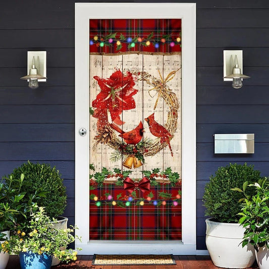 Christmas Door Cover, Cardinal Merry Christmas Door Cover, Cardinal Christmas Decor, Xmas Door Covers