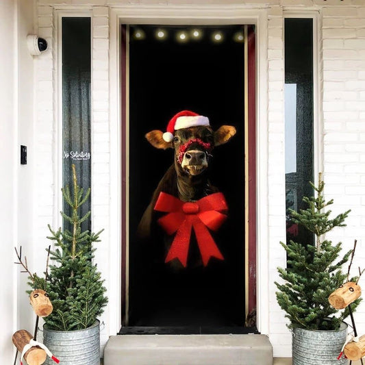 Christmas Door Cover, Cattle Christmas Door Cover, Front Door Christmas Cover, Xmas Door Covers