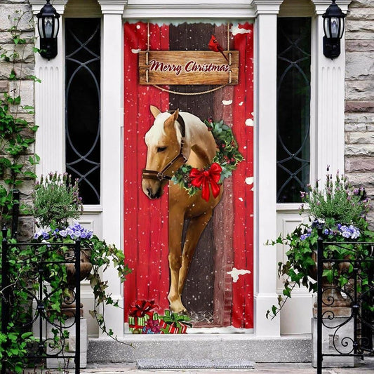 Christmas Door Cover, Christmas Horse Door Cover, Christmas Horse Decor, Xmas Door Covers