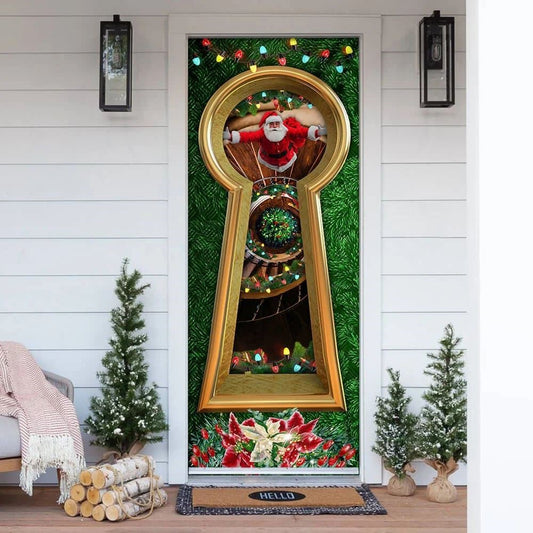 Christmas Door Cover, Christmas Santa Door Cover Circular Stairs, Xmas Door Covers