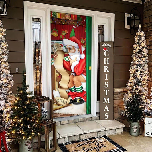 Christmas Door Cover, Christmas Santa Door Cover Funny, Xmas Door Covers