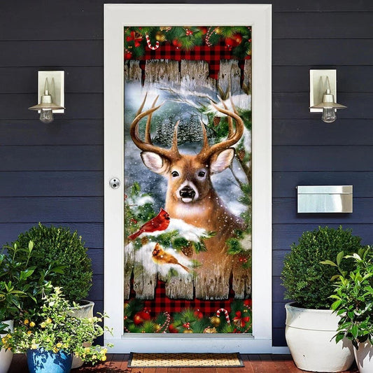 Christmas Door Cover, Deer Christmas Door Cover, Deer Lover Gifts, Xmas Door Covers
