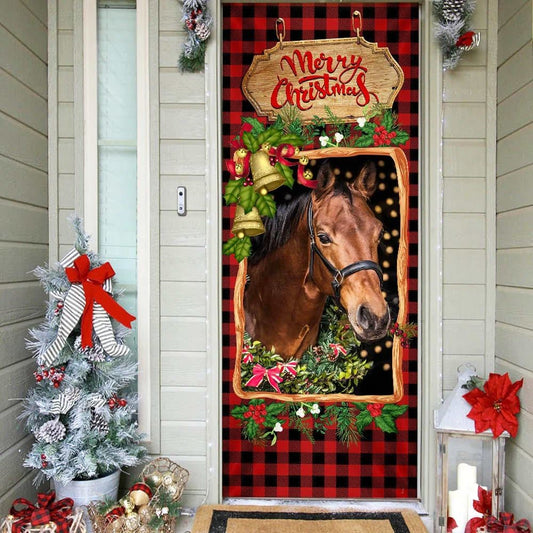 Christmas Door Cover, Farm Horse Christmas Door Cover, Christmas Horse Decor, Xmas Door Covers