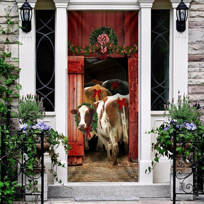 Christmas Door Cover, Funny Family Cattle Door Cover, Unique Gifts Doorcover, Xmas Door Covers