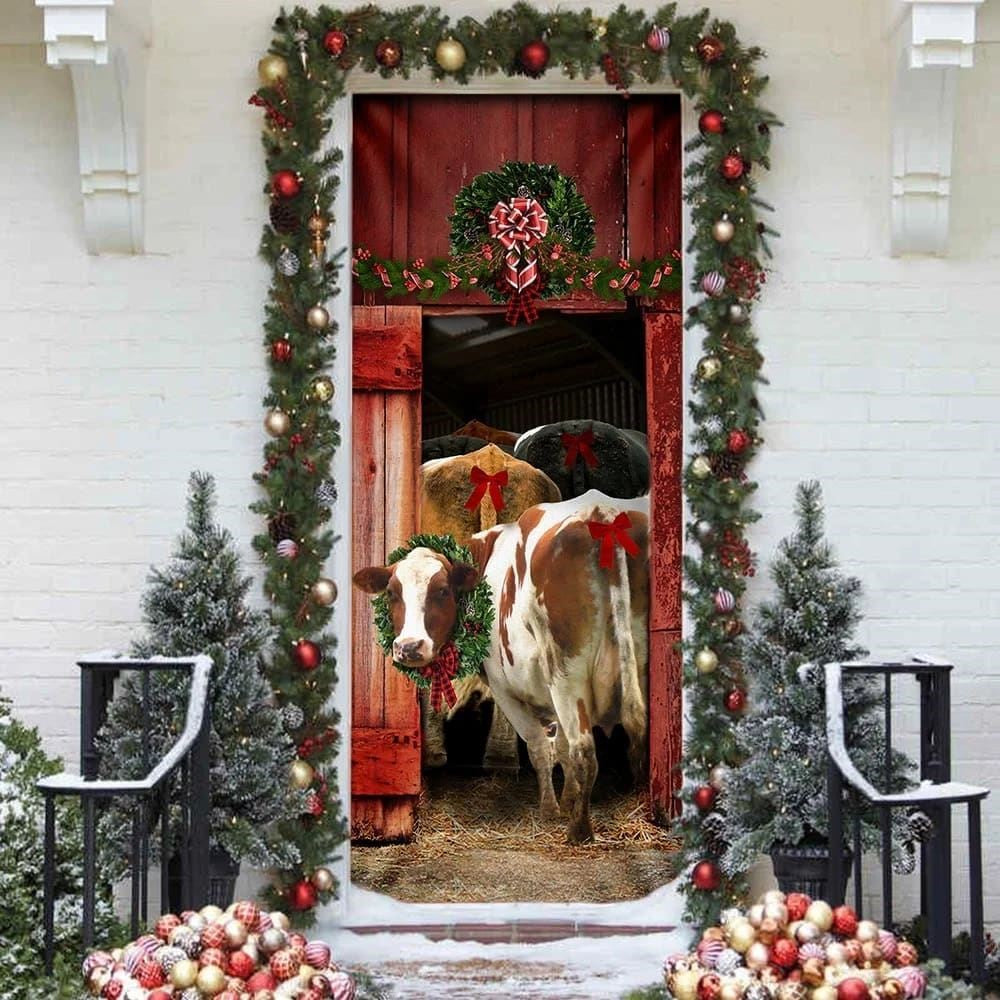 Christmas Door Cover, Funny Family Cattle Door Cover, Unique Gifts Doorcover, Xmas Door Covers