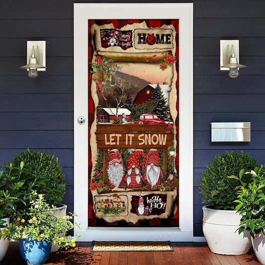 Christmas Door Cover, Gnome Christmas Door Cover, Xmas Door Covers