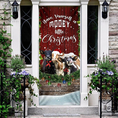 Christmas Door Cover, Happy Cattle Christmas Door Cover, Xmas Door Covers