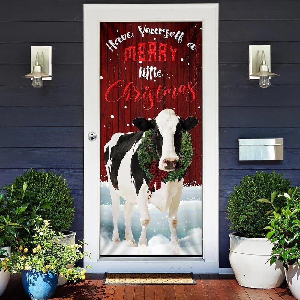 Christmas Door Cover, Merrry Christmas Cattle Door Cover, Xmas Door Covers