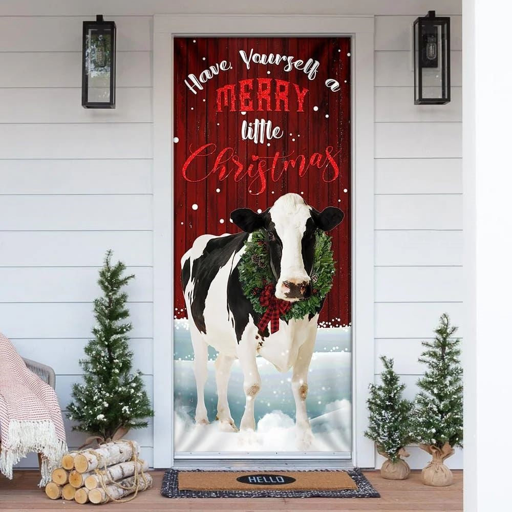 Christmas Door Cover, Merrry Christmas Cattle Door Cover, Xmas Door Covers