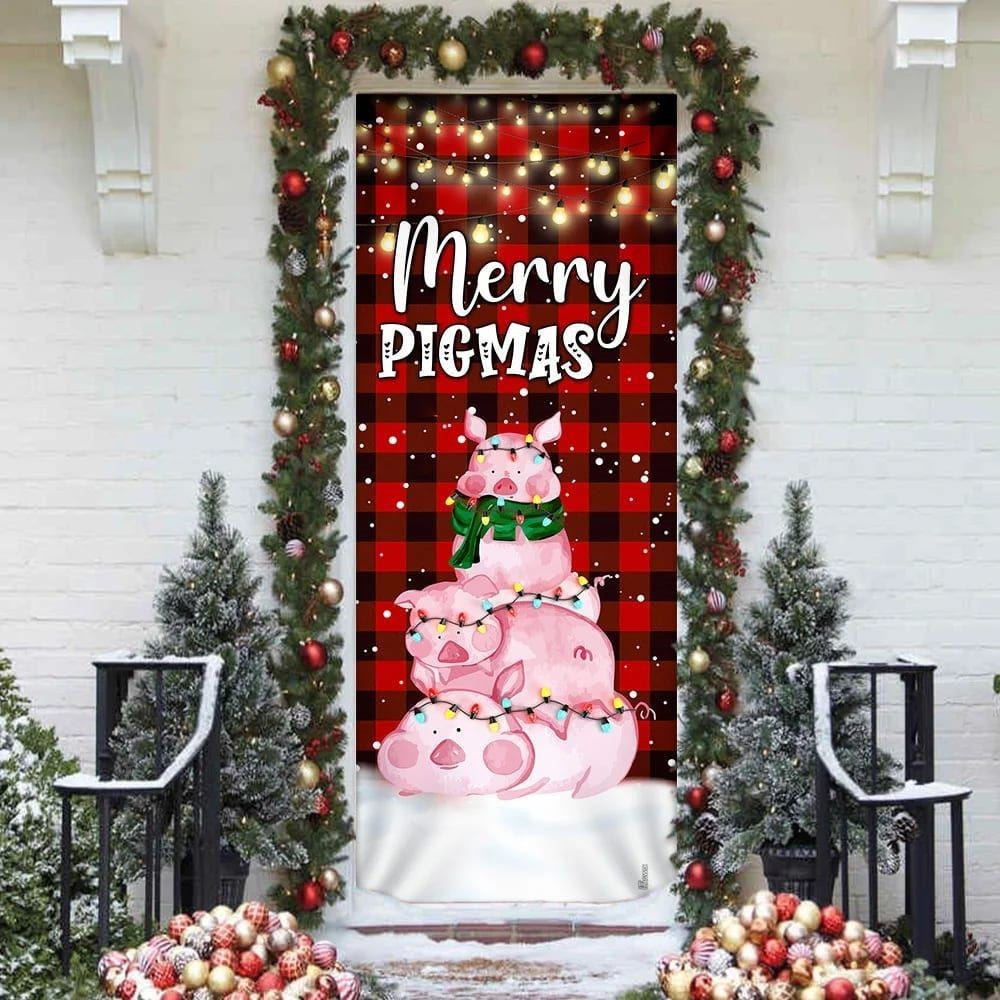 Christmas Door Cover, Three Pig Christmas Cattle Door Cover, Merry Pigmas, Xmas Door Covers