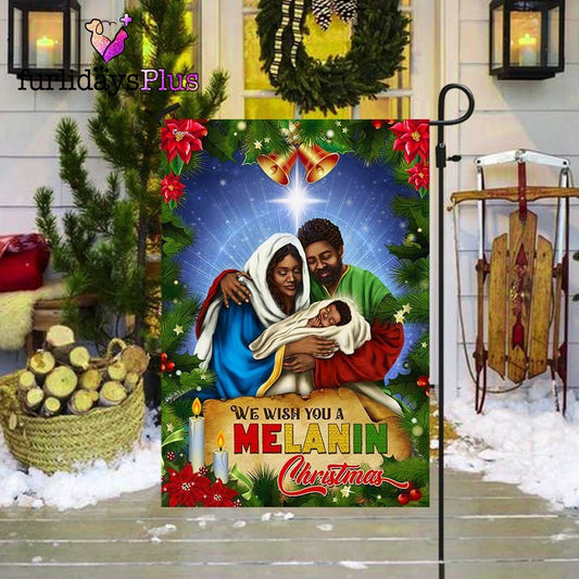 Christmas Flag, Black Holy Family Nativity Flag We Wish You A Melanin Christmas