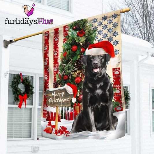 Christmas Flag, Black Labrador Retriever Dog Christmas American Flag, Christmas Flag Outdoor Decoration