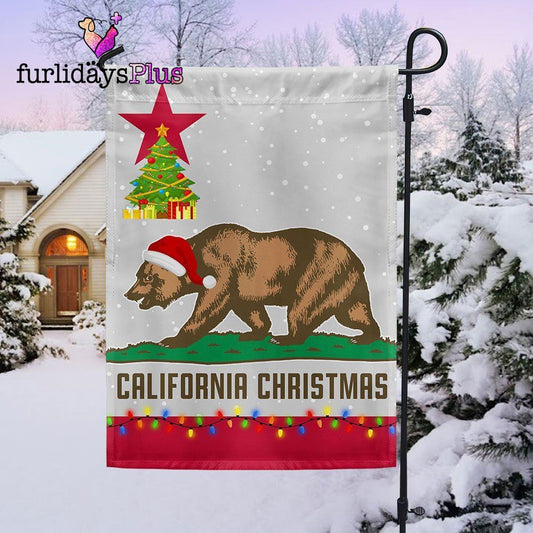 Christmas Flag, California Christmas Santa Bear Merry Christmas Flag
