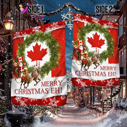 Christmas Flag, Canada Merry Christmas Eh Canadian Flag