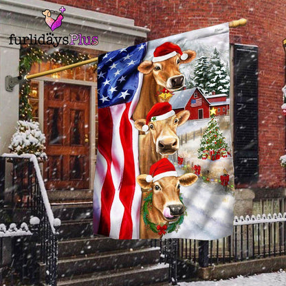 Christmas Flag, Christmas Cattle Cow American Flag