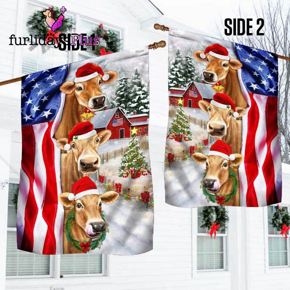 Christmas Flag, Christmas Cattle Cow American Flag