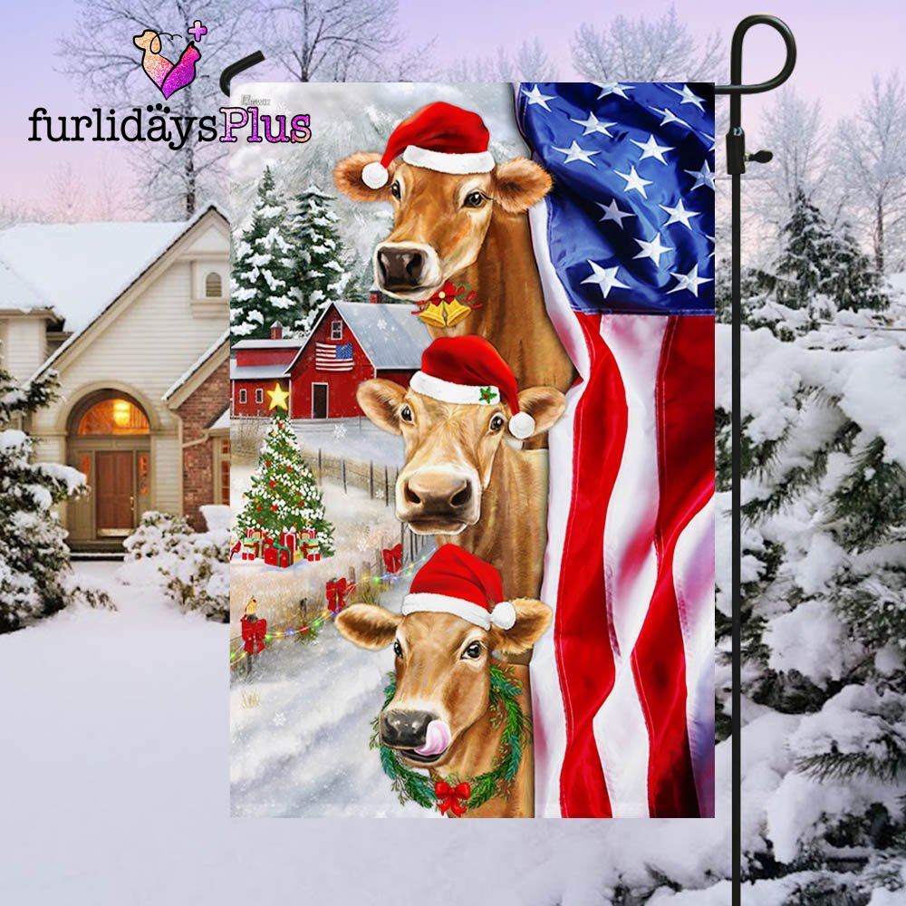 Christmas Flag, Christmas Cattle Cow American Flag