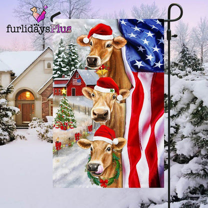 Christmas Flag, Christmas Cattle Cow American Flag