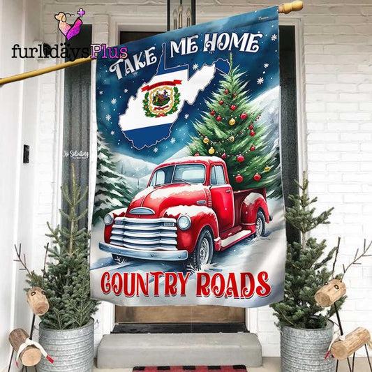 Christmas Flag, Christmas Take Me Home Country Roads 2 West Virginia Flag