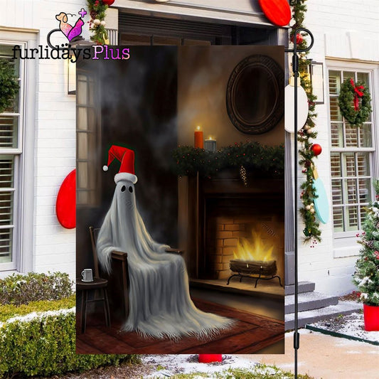Christmas Flag, Funny Ghost Come Here Sit Down Ghost Xmas Garden Flag