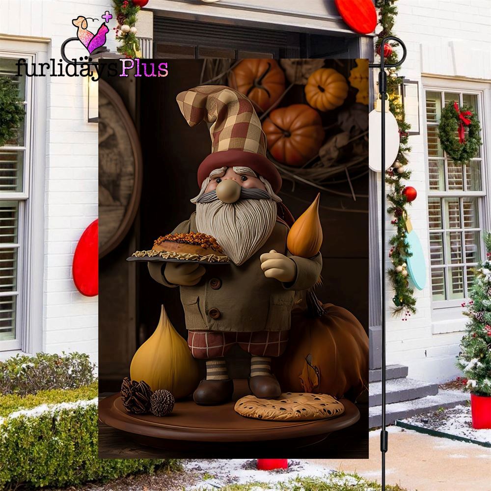 Christmas Flag, Gnomes Winter Delight With A Hint Of Santa Gnome Xmas Garden Flag