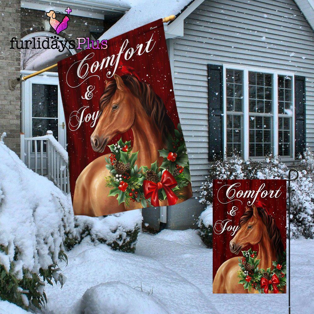 Christmas Flag, Horse Christmas Comfort And Joy Flag
