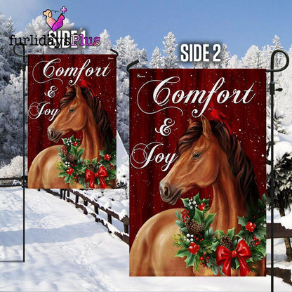Christmas Flag, Horse Christmas Comfort And Joy Flag