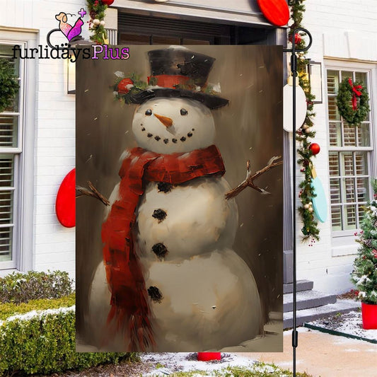 Christmas Flag, Snowman Wearing Noel Scarf And Hat Snowman Xmas Garden Flag