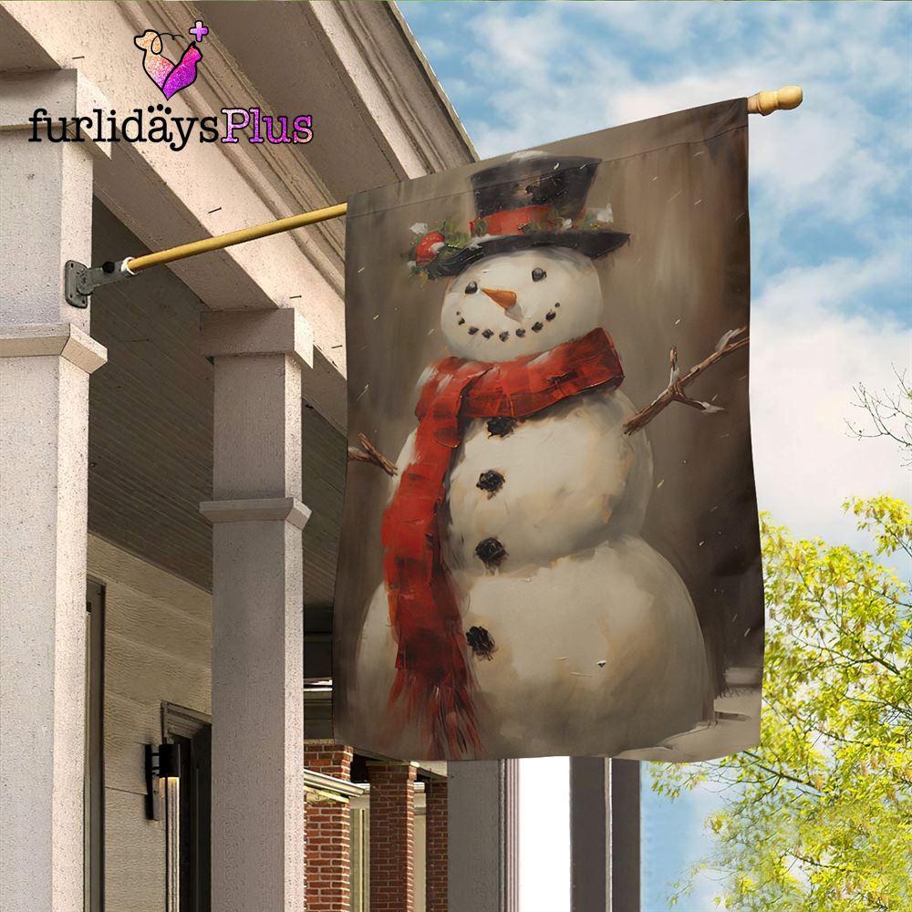 Christmas Flag, Snowman Wearing Noel Scarf And Hat Snowman Xmas Garden Flag
