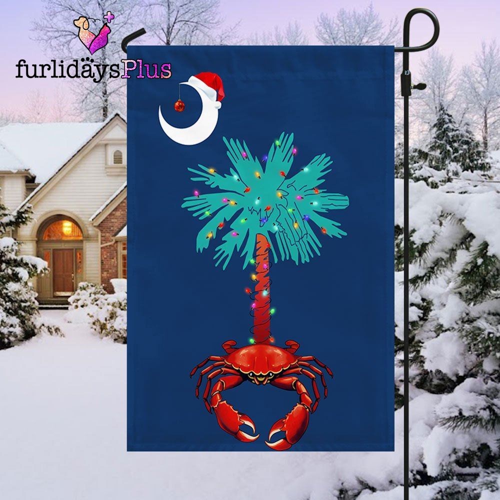 Christmas Flag, South Carolina Christmas Flag Palm Tree South Carolina Crab Santa Flag