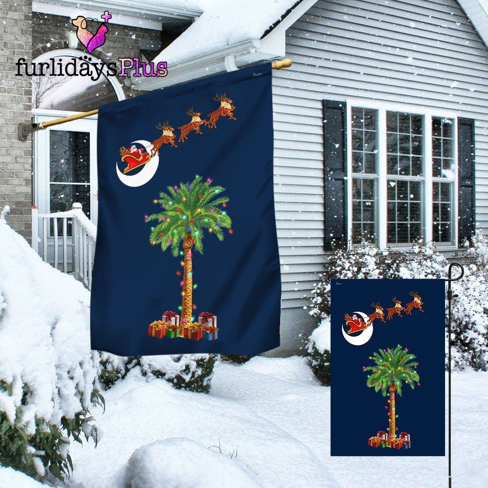 Christmas Flag, South Carolina Christmas Flag Santa Palmetto Tree