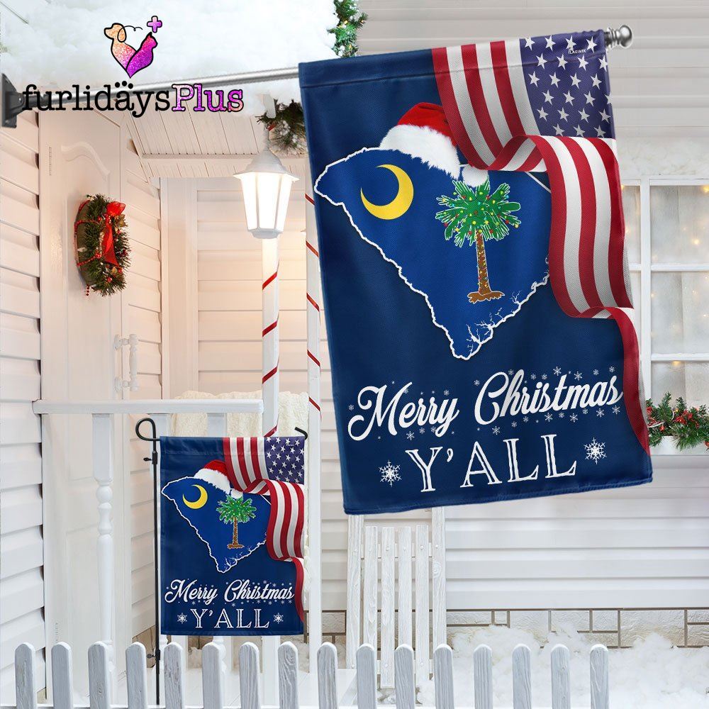 Christmas Flag, South Carolina Merry Christmas Santa State Christmas Palm Tree Flag