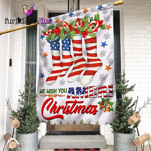 Christmas Flag, We Wish You Ameri Christmas American Flag