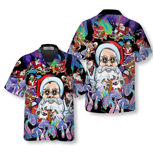 Christmas Hippie Santa Claus Hawaiian Shirt, Xmas Hawaiian Shirts