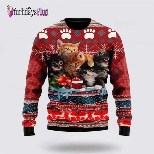 Christmas Kitty Cat Ugly Christmas Sweater, Cat Lover Christmas Sweater