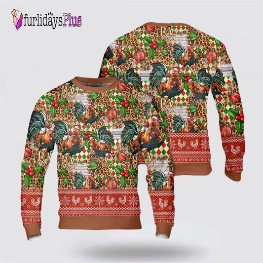 Christmas Leopard Chicken Seamless Pattern Ugly Christmas Sweater, Christmas Gift, Christmas Winter Fashion, Farmers Sweater