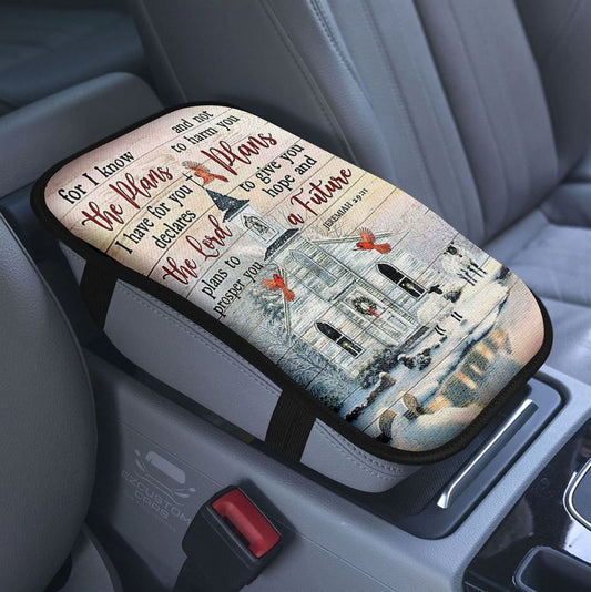 Christmas Merry Be Your Christmas Peaceful Be Your Home Joyful Be Your Family Car Center Console Cover, Bible Verse Armrest Pad Cover