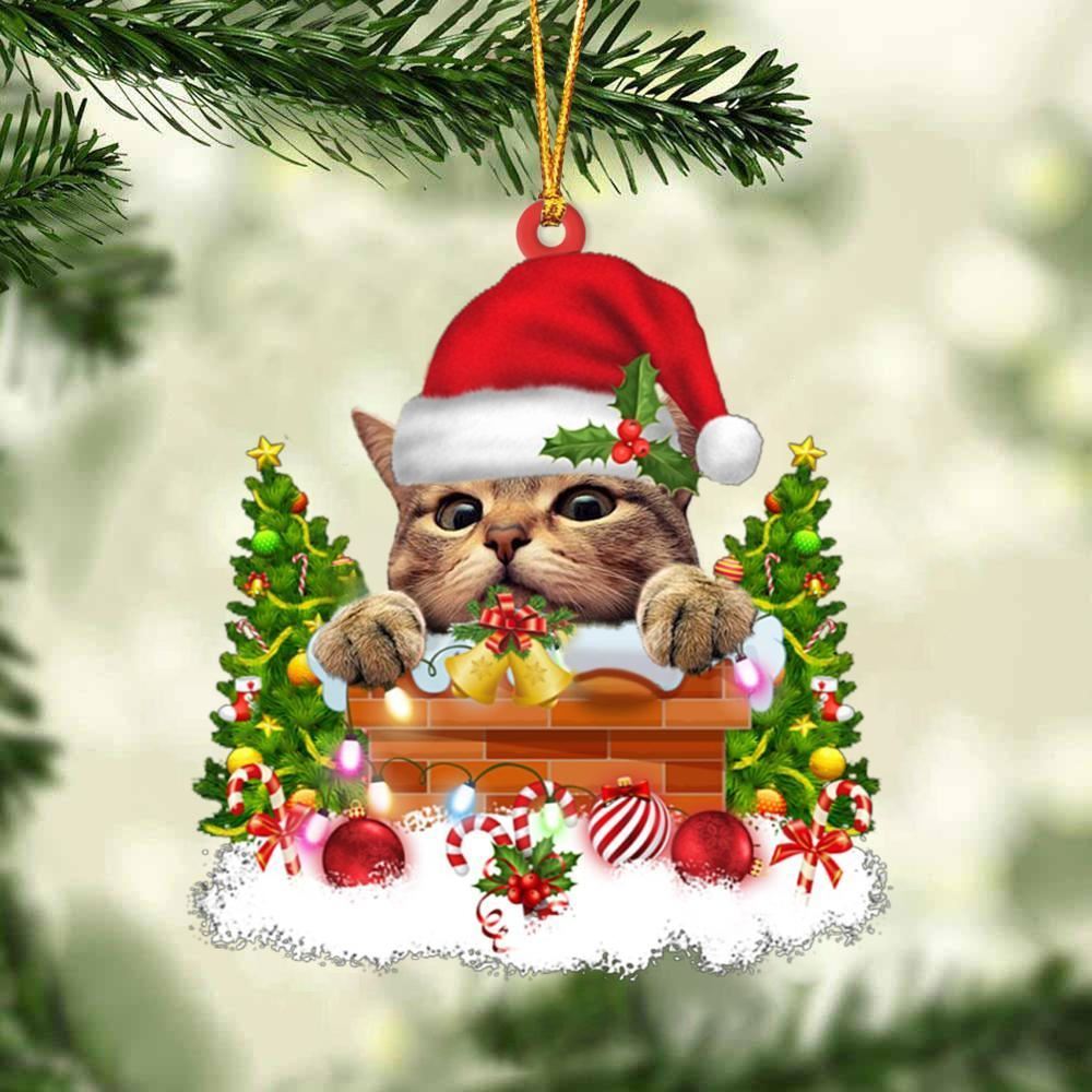 Christmas Ornament, Cat In The Chimney Hanging Christmas Ornament, Christmas Ornaments 2023