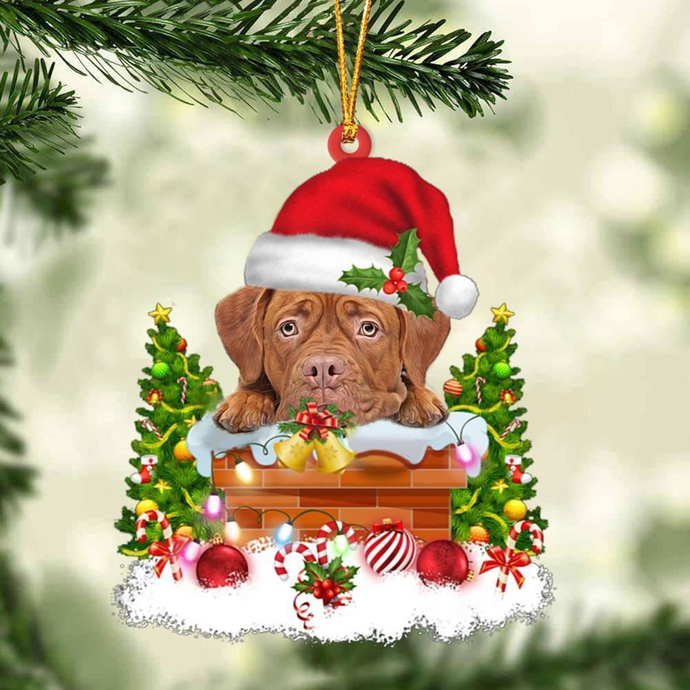 Christmas Ornament, Dogue De Bordeaux In The Chimney Hanging Christmas Ornament, Christmas Ornaments 2023