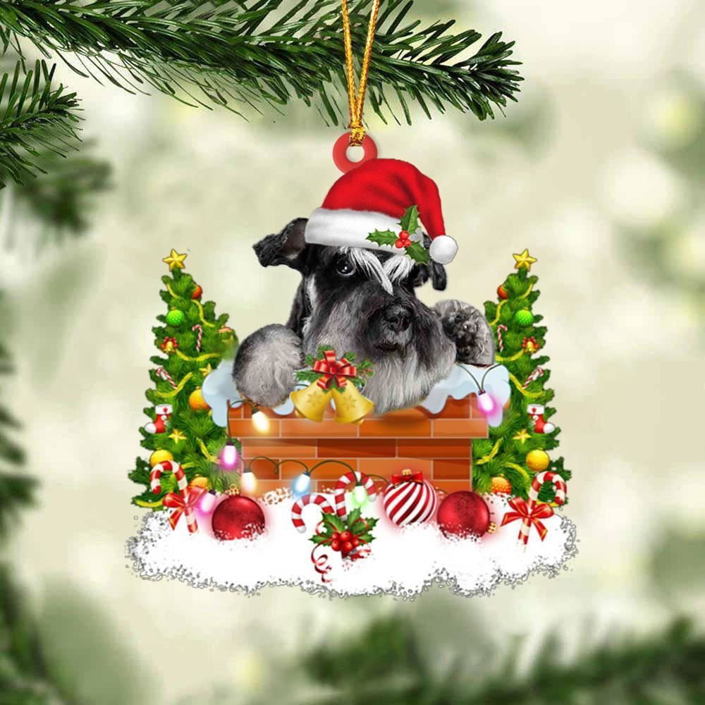 Christmas Ornament, Schnauzer In The Chimney Hanging Christmas Ornament, Christmas Ornaments 2023