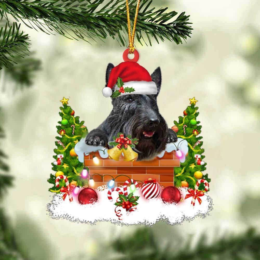 Christmas Ornament, Scottish Terrier In The Chimney Hanging Christmas Ornament, Christmas Ornaments 2023