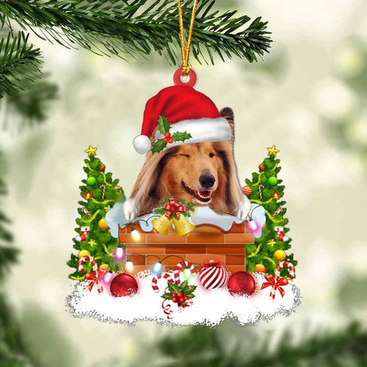 Christmas Ornament, Shetland Sheepdog In The Chimney Hanging Christmas Ornament, Christmas Ornaments 2023