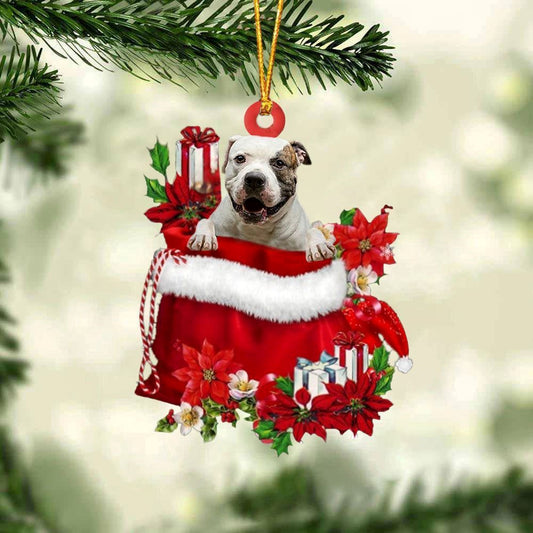 Christmas Ornaments, American BullDog In Gift Bag Christmas Ornaments, Christmas Ornaments 2023